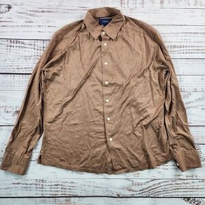 Eton Mens Contemporary Fit Button Up Long Sleeve Jersey Shirt Brown XL